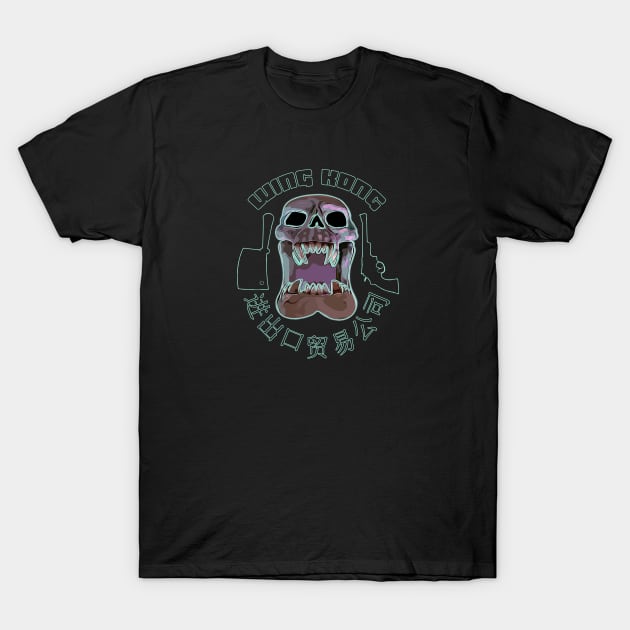 Wing Kong Neon Skull T-Shirt by LordNeckbeard